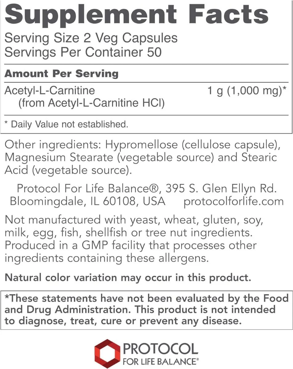 Acetyl-L-Carnitine 500 MG 100 Vegan Capsules - Image 2