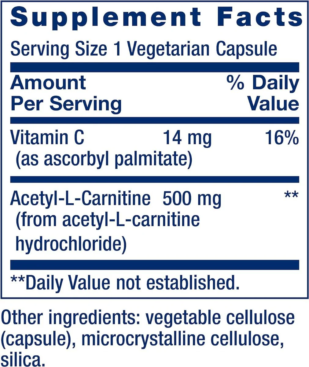 Acetyl-L-Carnitine 500 MG 100 Veggie Caps - Image 9