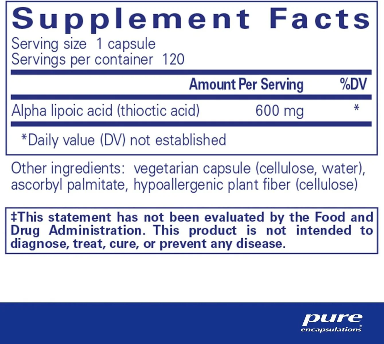 Alpha Lipoic Acid 600 MG 120Veggie Caps - Image 2