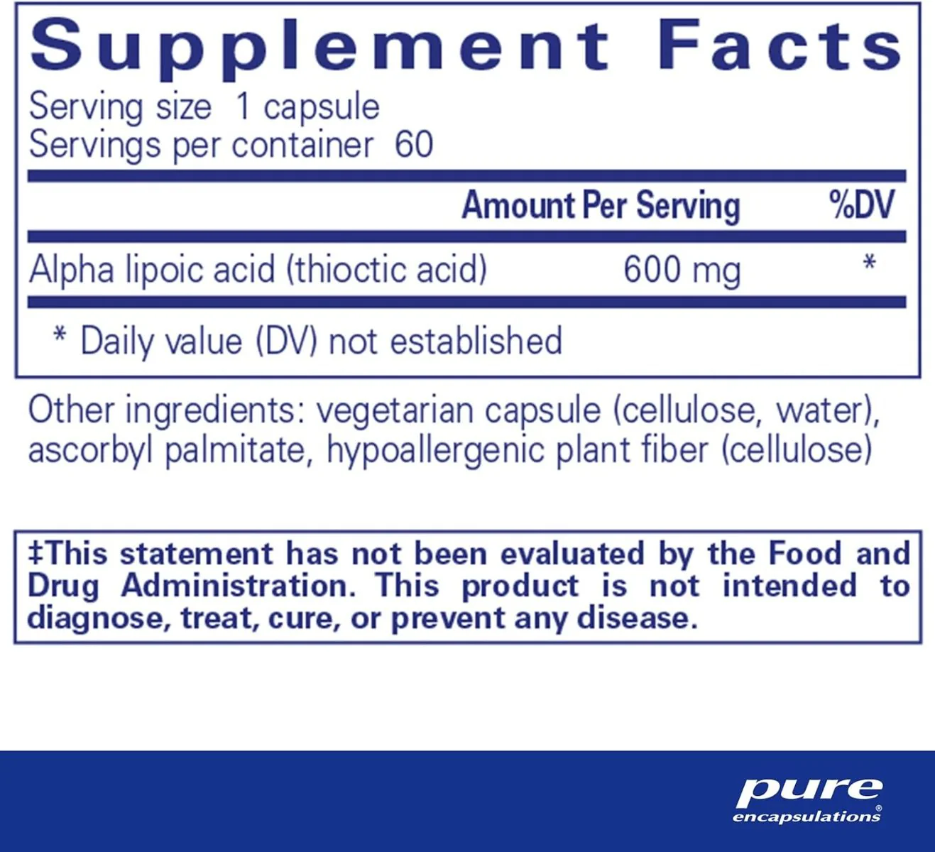 Alpha Lipoic Acid 600 Mg 60 Veggie Caps