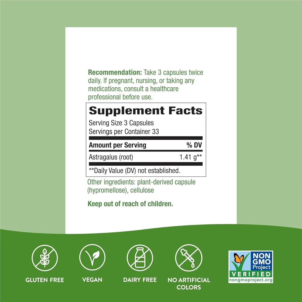 Astragalus Root 100Vegan Capsules - Image 2