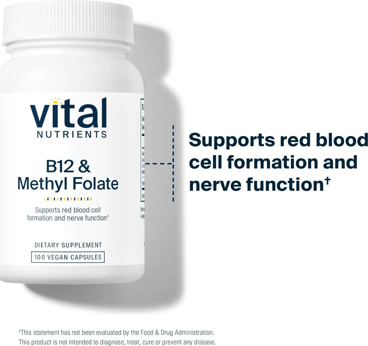 B-12 / Methyl Folate 1000 MCG 100 Capsules - Image 2