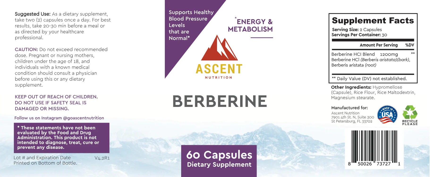 Berberine Complex, 60 Capsules, 1000 mg - Image 3