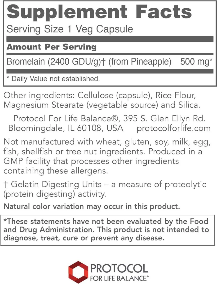 Bromelain 2400 GDU/G 500 MG 90 Vegan Capsules - Image 2