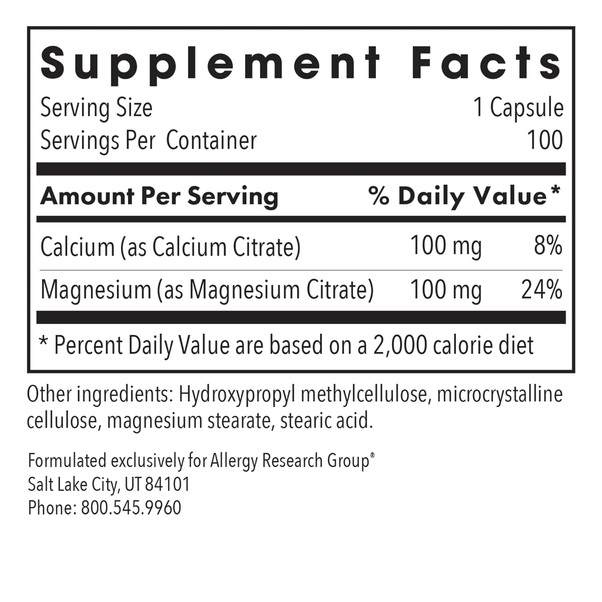 Calcium Magnesium Citrate 100 caps - Image 3