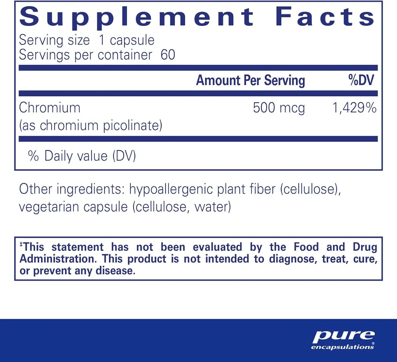 Chromium Picolinate 500 MCG 60 Veggie Caps - Image 2