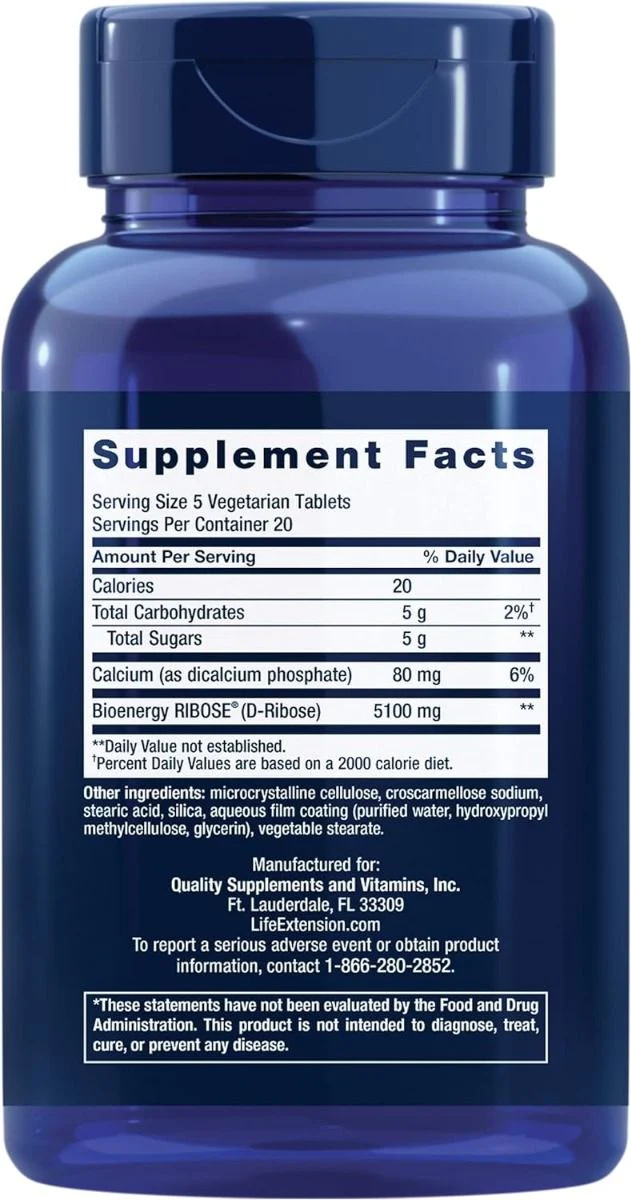 D-Ribose 100 Veg Tablets - Image 2