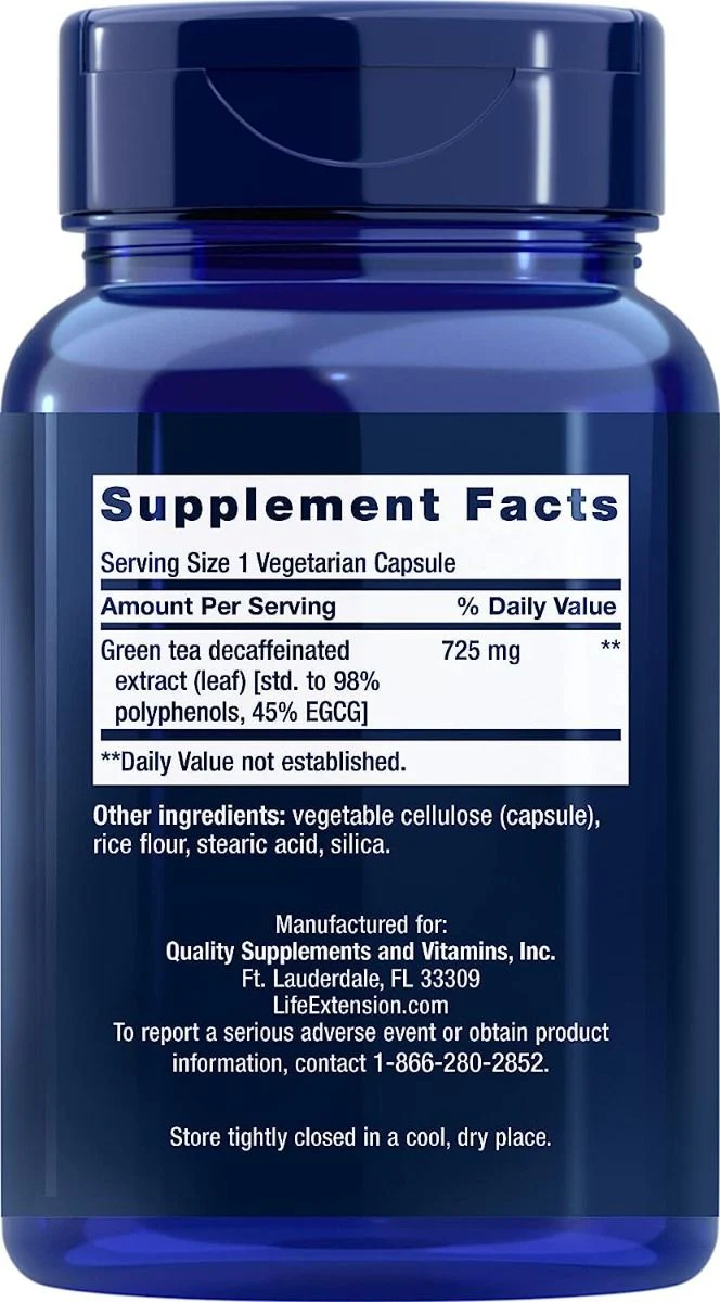 Decaffeinated Mega Green Tea Extract 100 Veggie Caps - Image 2