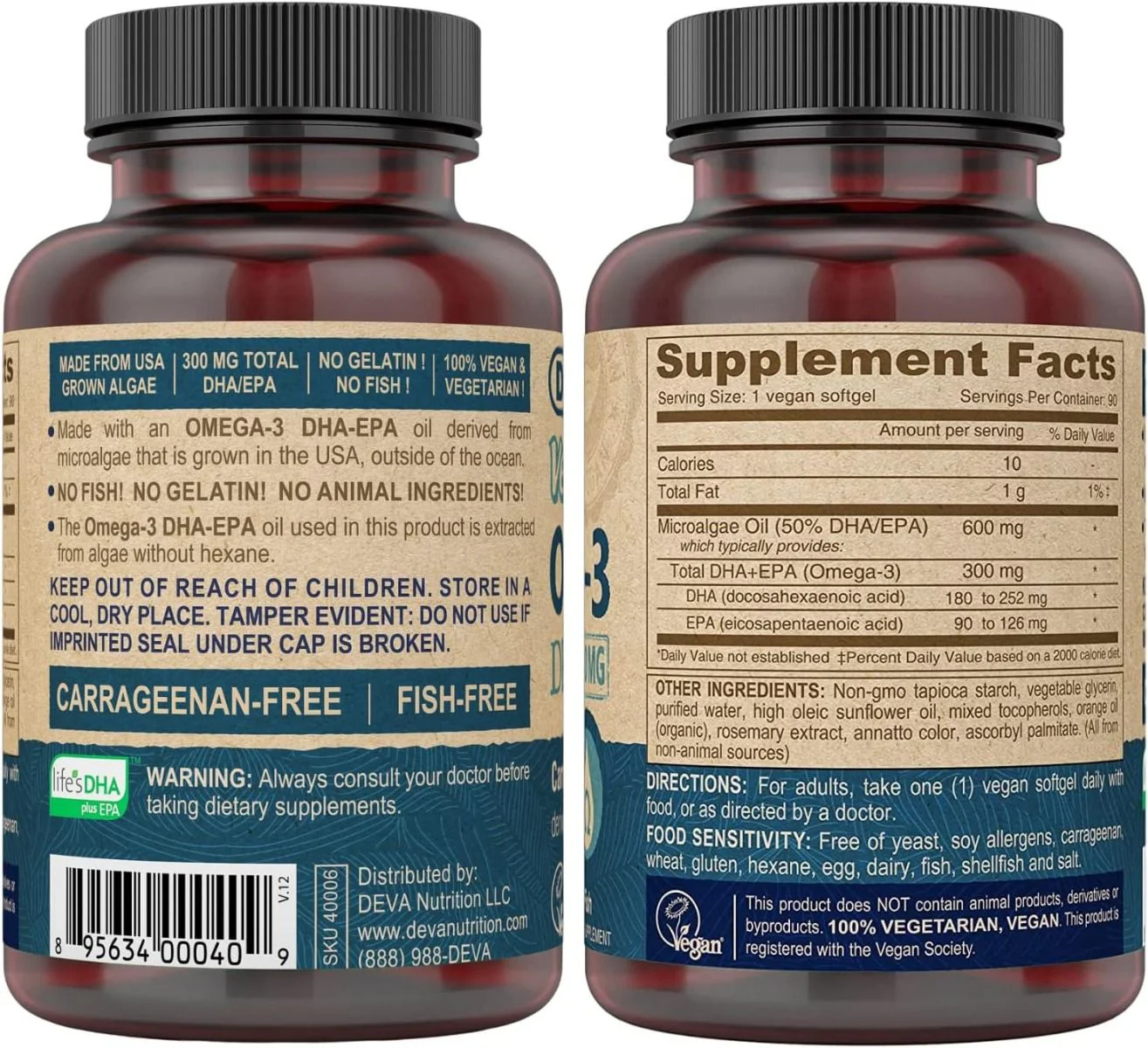 Deva Vegan Omega-3 DHA 200 MG 90 Softgels - Image 9