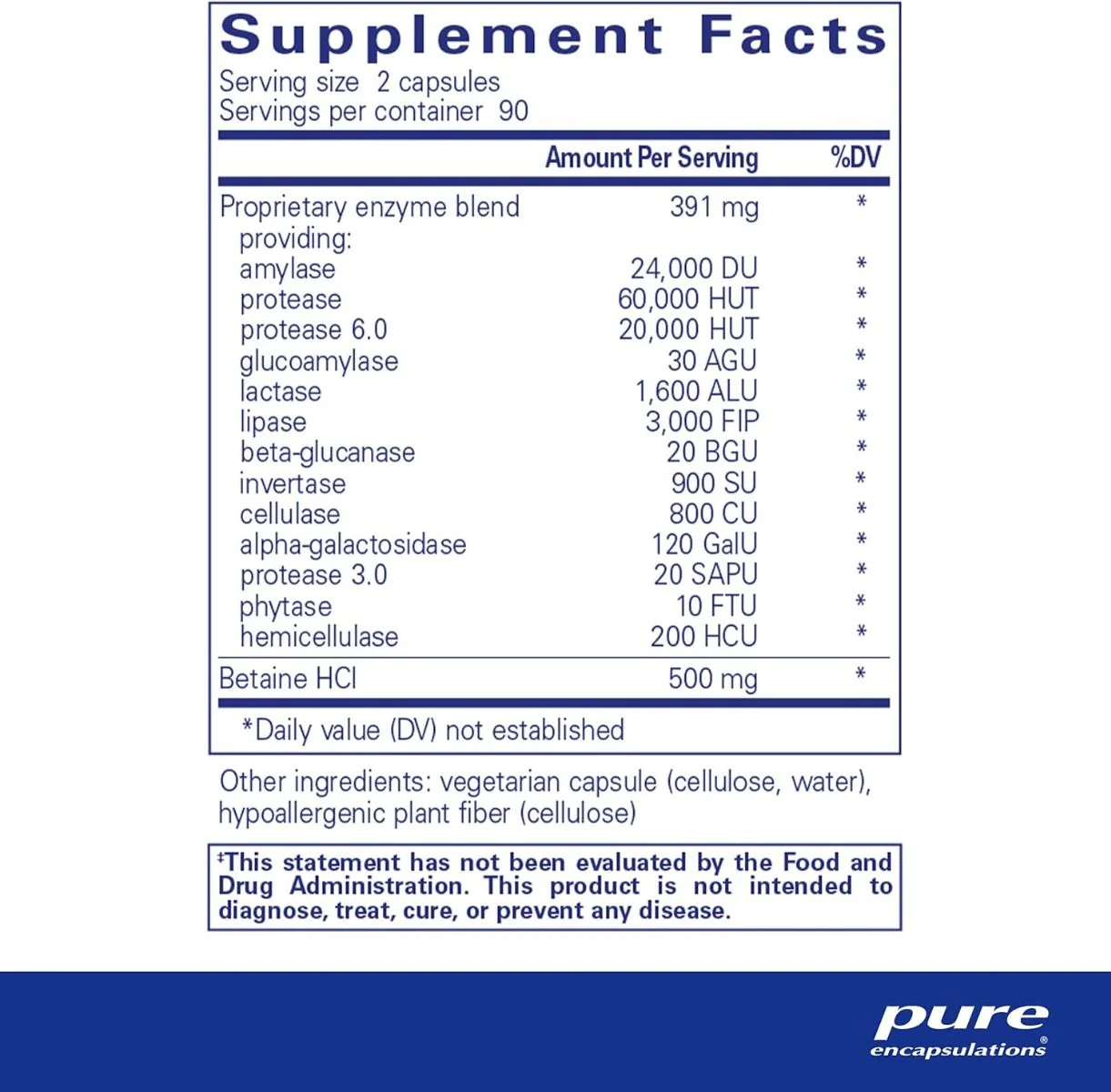 Digestive Enzymes Ultra W/Betaine HCl 180 Veggie Caps - Image 2