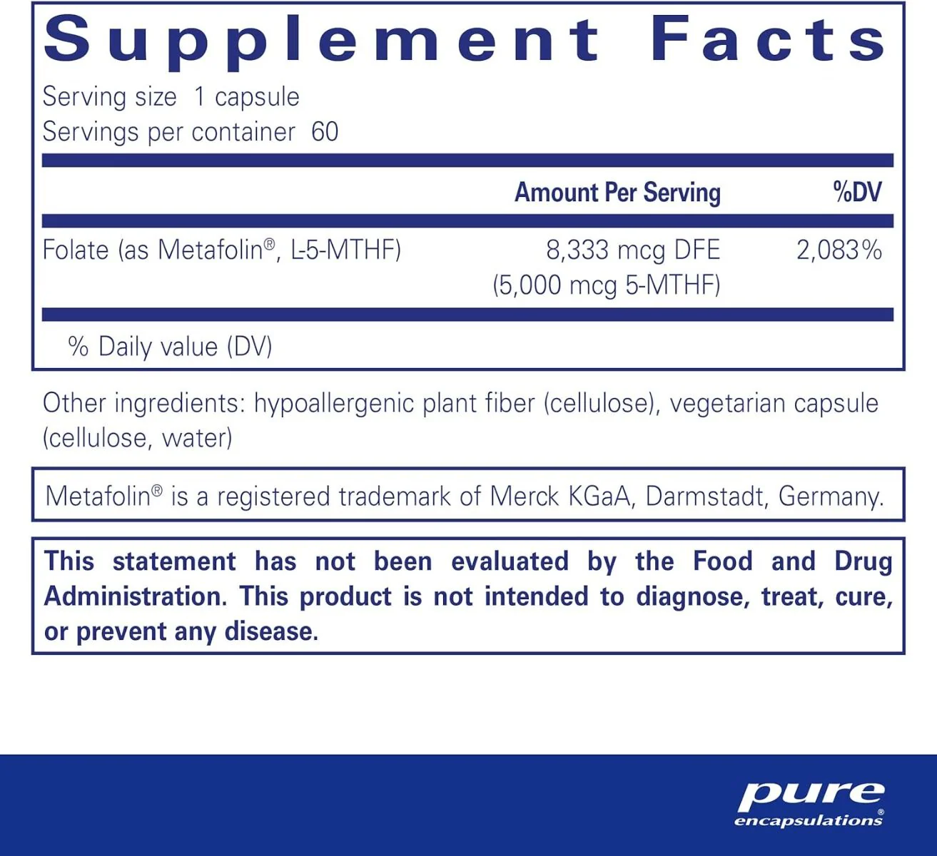 Folate 5,000 5000 MCG 60Veggie Caps - Image 2