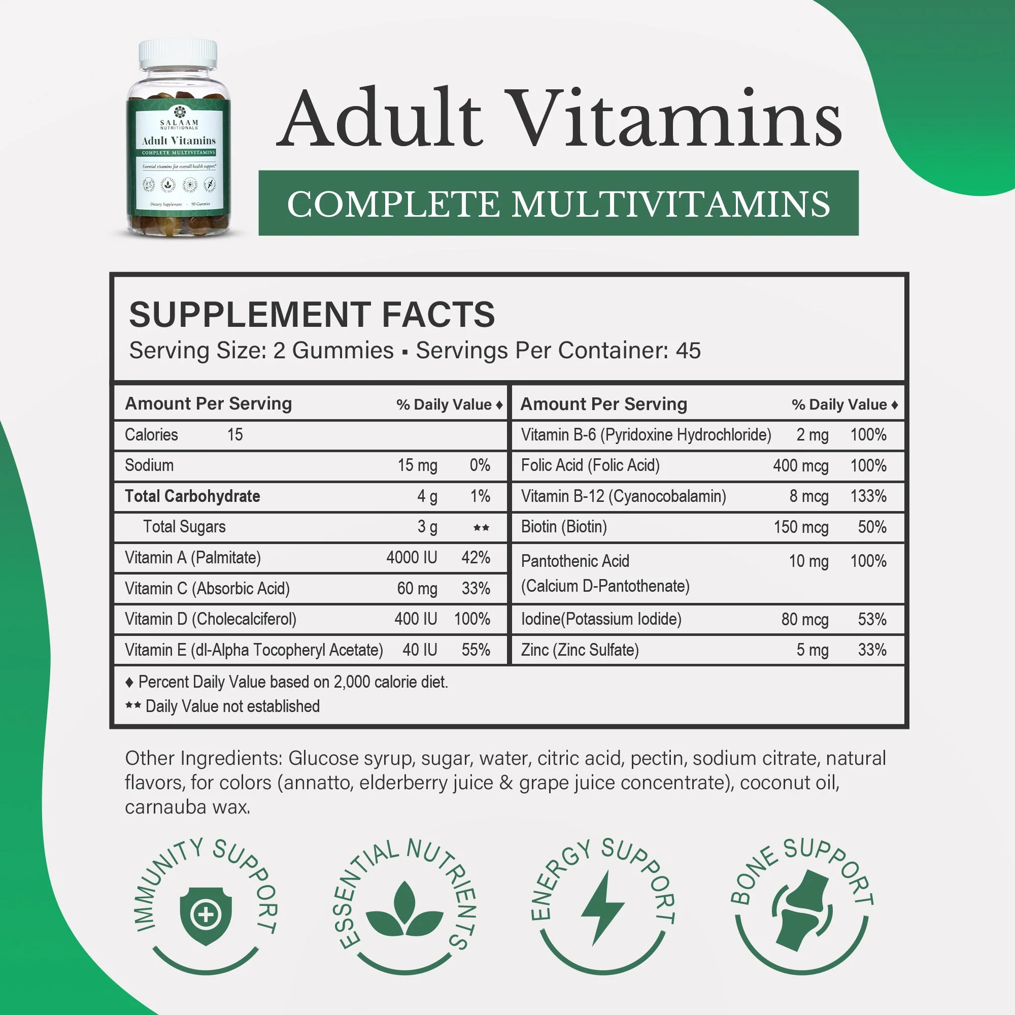 Halal Adult Multivitamin Gummies - Complete Nutrition with Essential Vitamins - 90 Count - Image 7