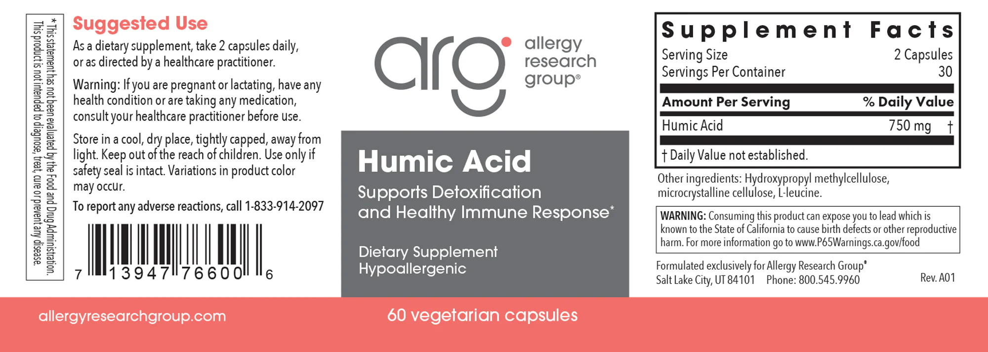 Humic Acid Membrane-Active 60Veggie Caps - Image 2