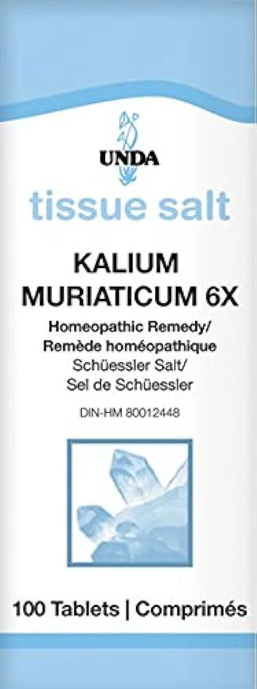 Kalium Muriaticum 6X Homeopathic Remedy (Schuessler Salt) 100Tablets