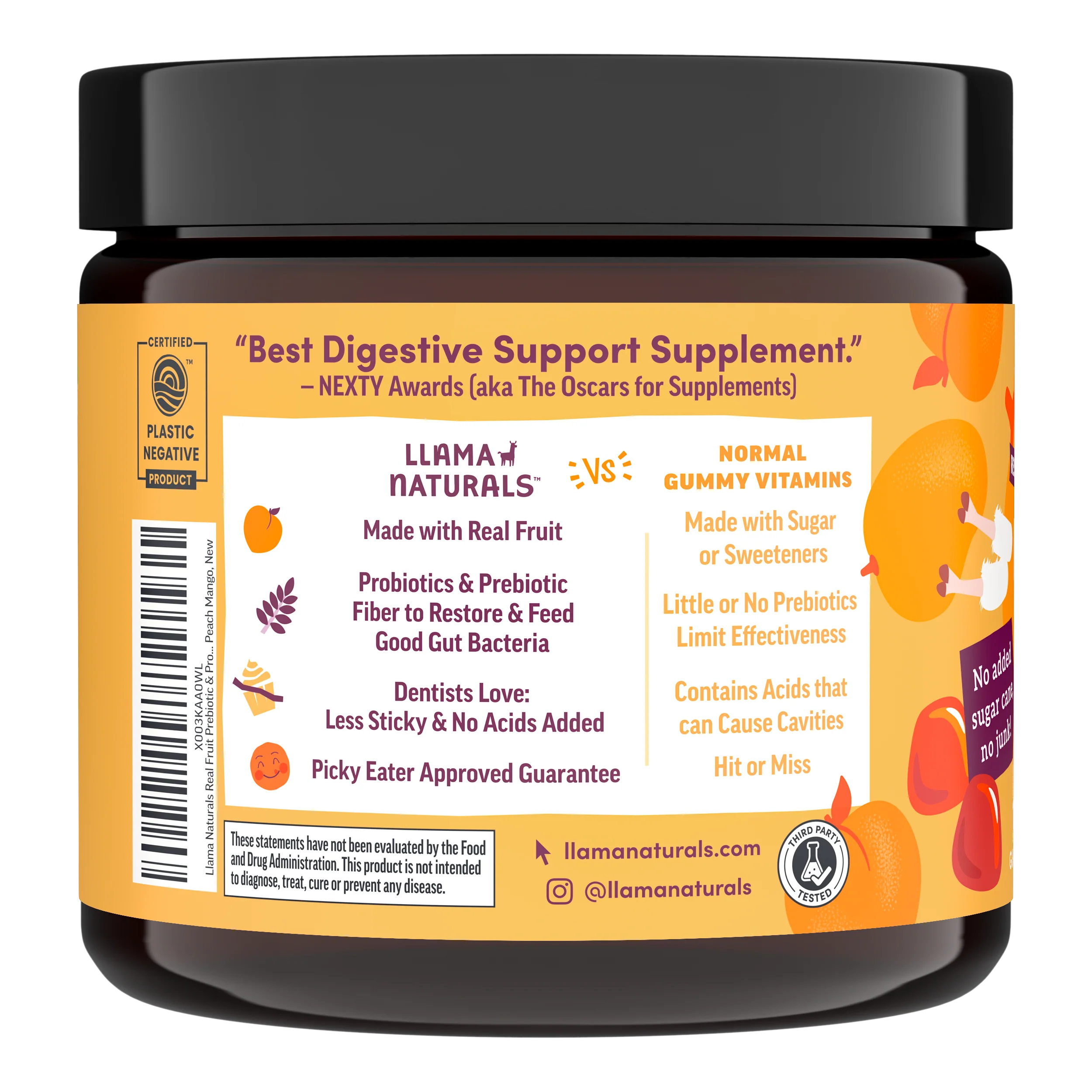 Kids Prebiotic & Probiotic Gummies, Peach Mango (120 ct) - Image 5