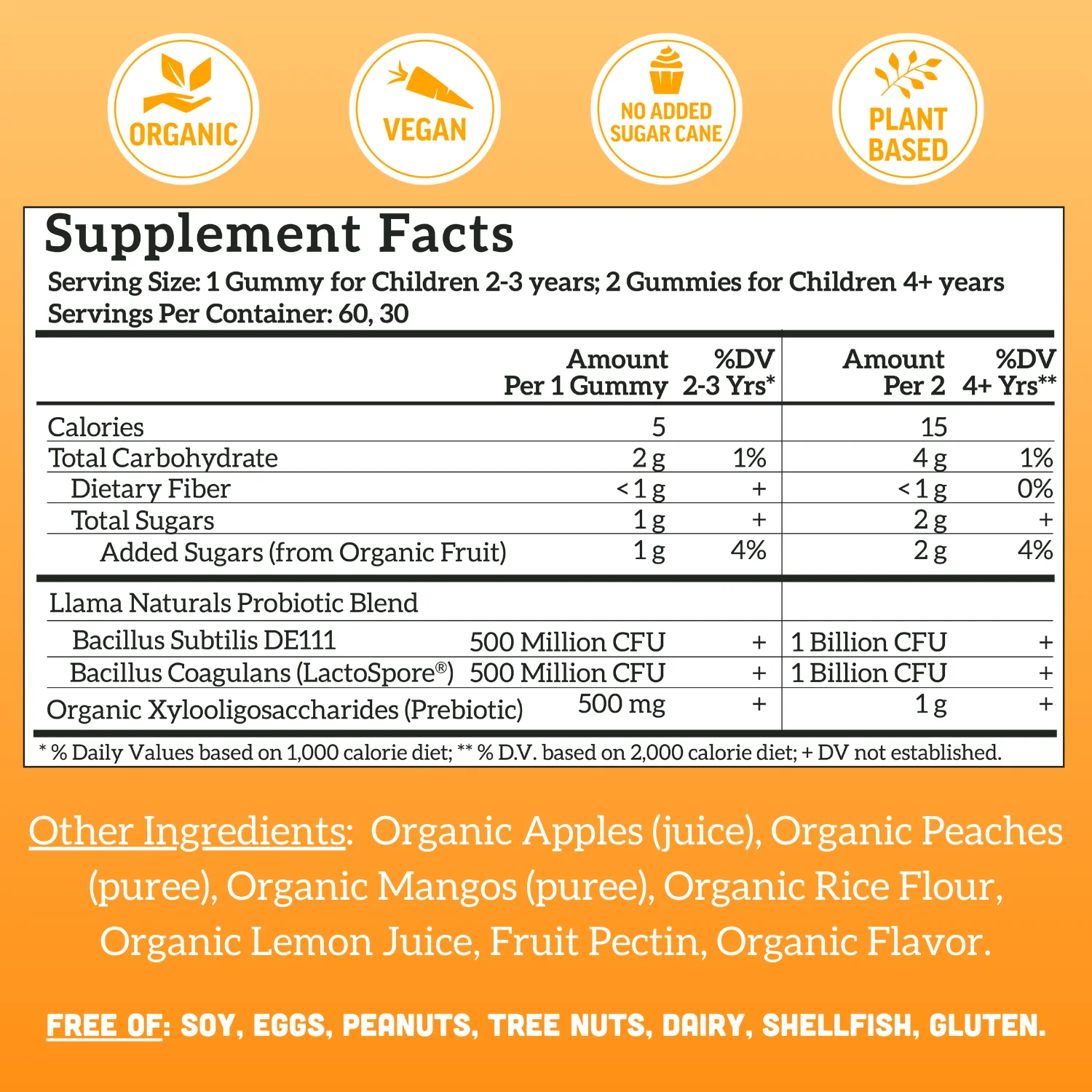Kids Prebiotic & Probiotic Gummies, Peach Mango (60 ct) - Image 3