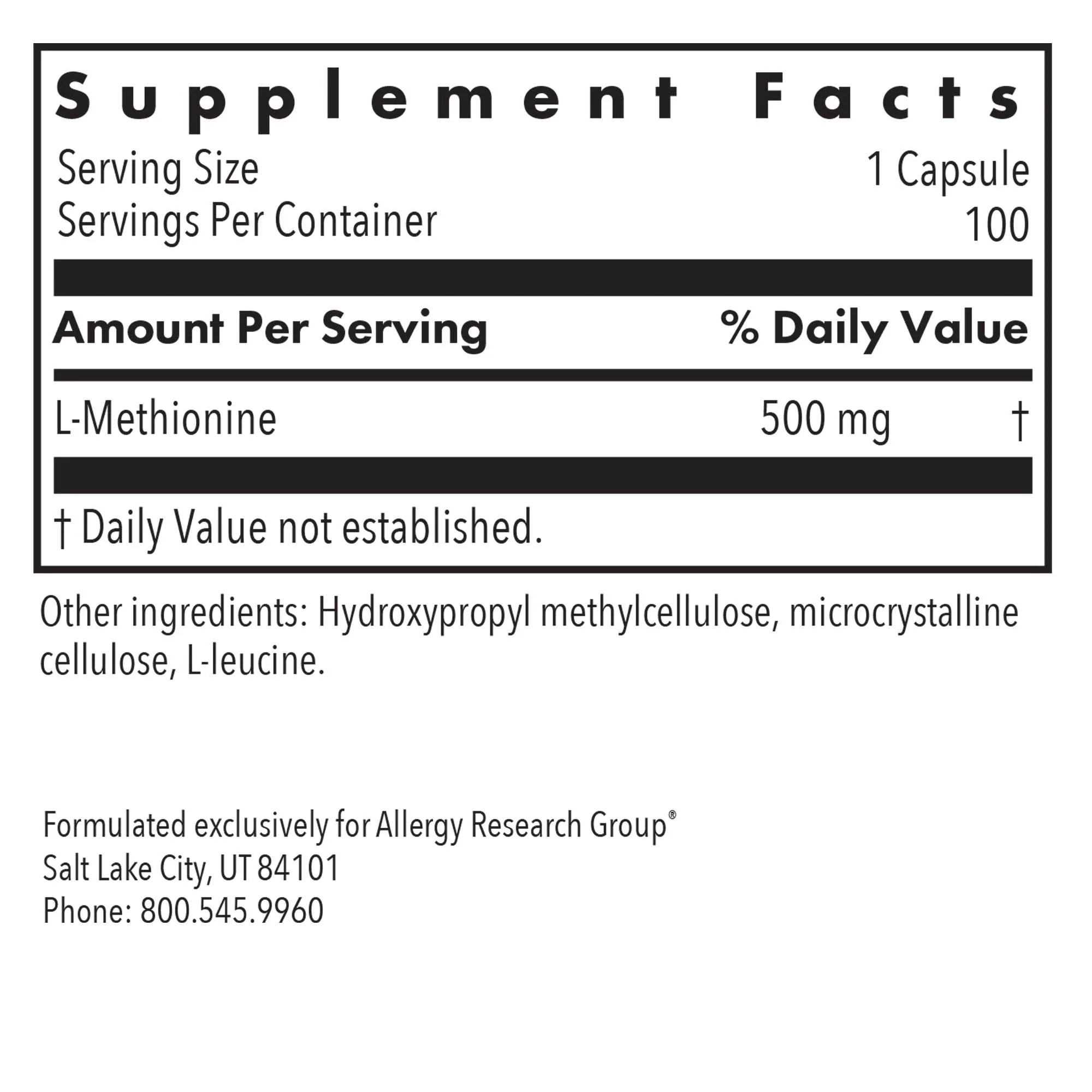 L-Methionine 100 Veggie Caps - Image 3