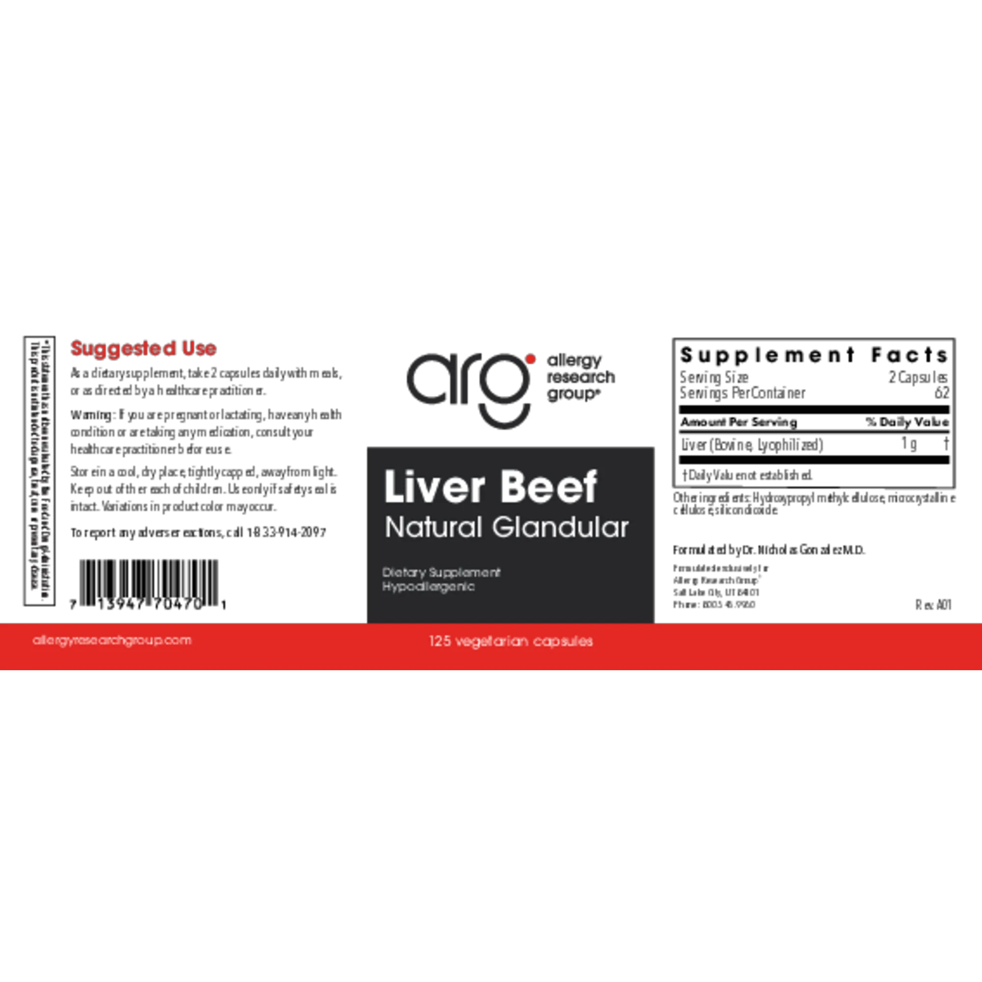 Liver Beef Glandular 125Veggie Caps - Image 2