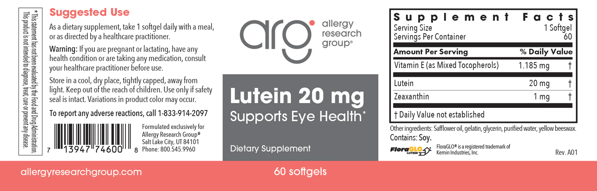 Lutein 20 MG 60 Softgels - Image 2