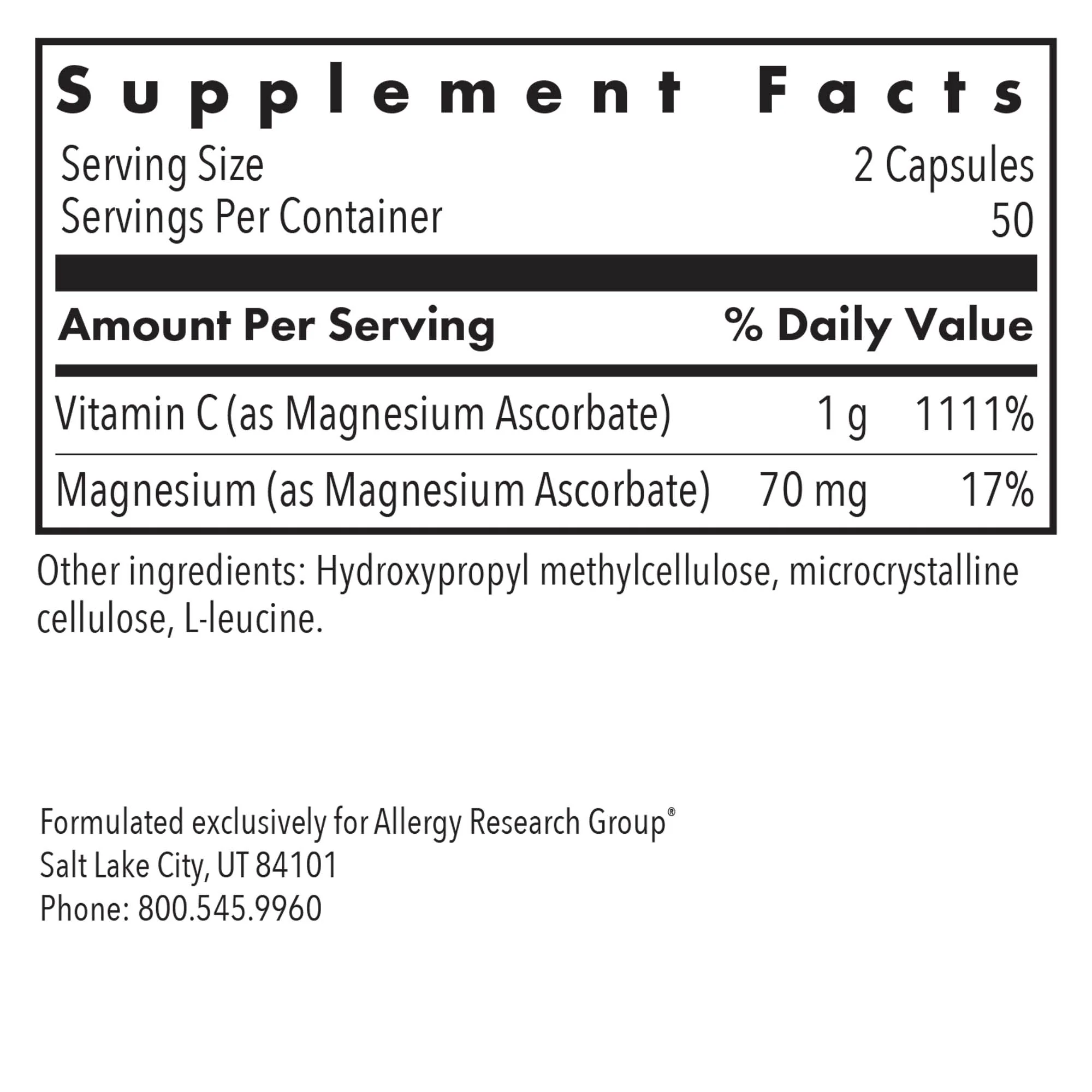 Magnesium Ascorbate 100Veggie Caps - Image 2