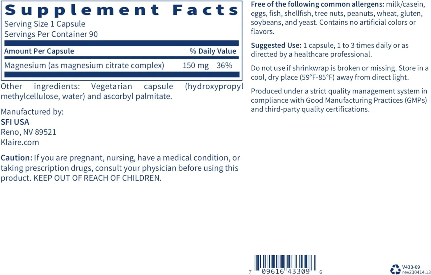 Magnesium Citrate 150 MG 90 Veggie Caps - Image 2