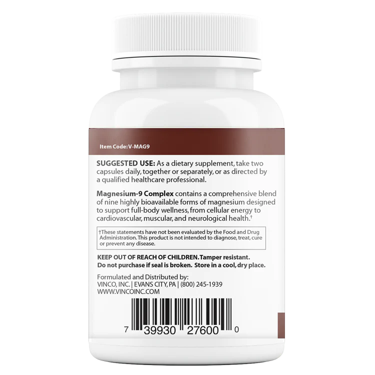 Magnesium-9 Complex 60 Vegetarian Capsules - Image 2