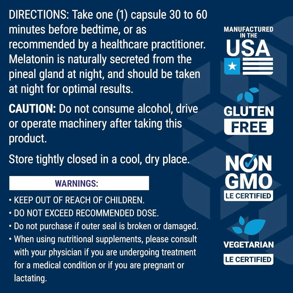 Melatonin 500 MCG 200 Veggie Caps - Image 5