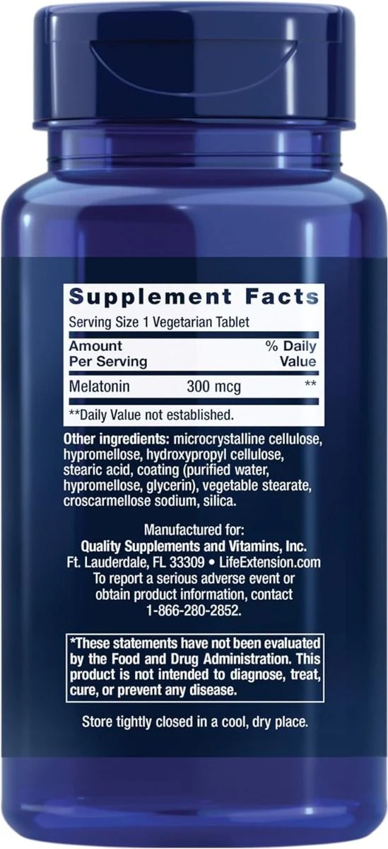 Melatonin 6 Hour Timed Release 300 MCG 100 Veg Tablets - Image 2