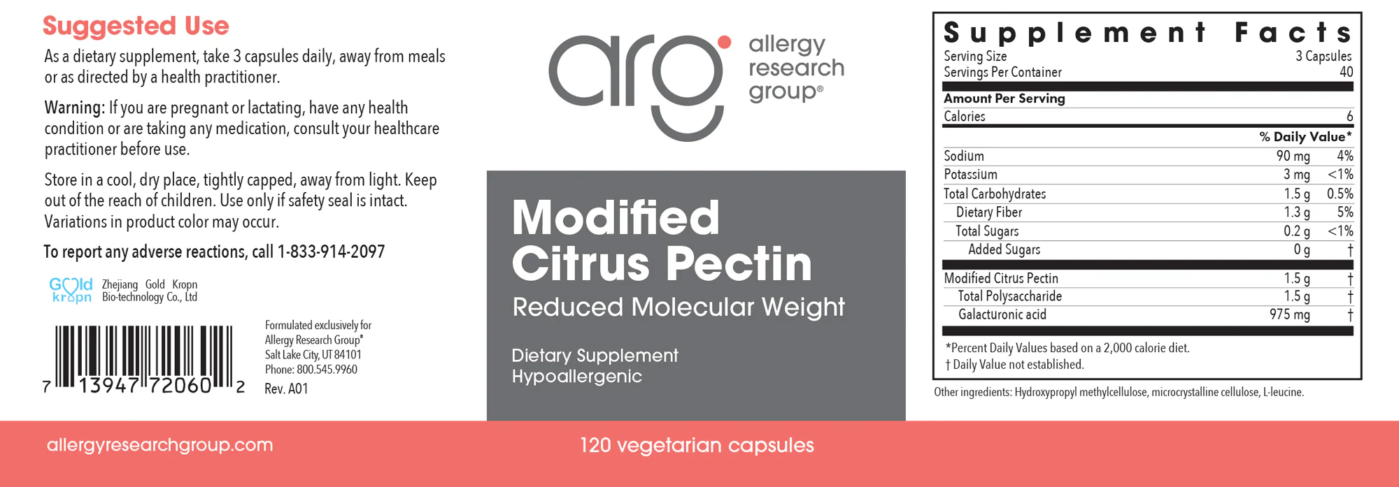 Modified Citrus Pectin 120Capsules - Image 2