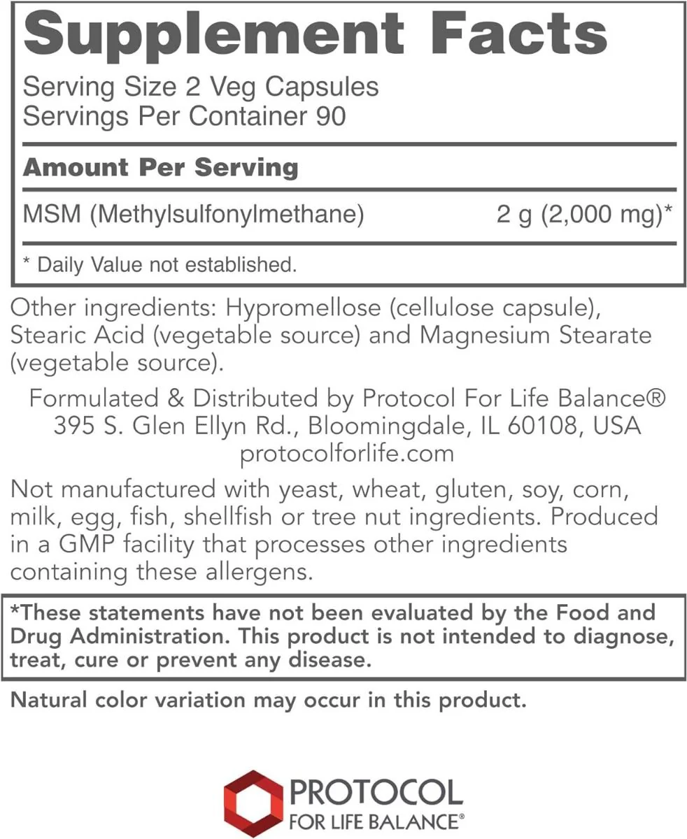 MSM Bio-Available Sulfur 180 Vegan Capsules - Image 2