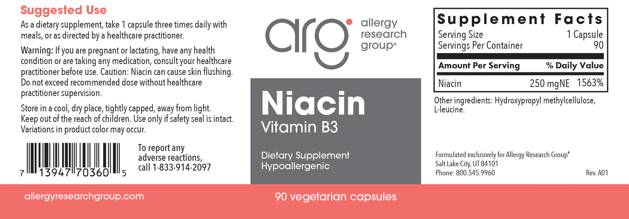 Niacin (Vitamin B3) 90Veggie Caps - Image 2
