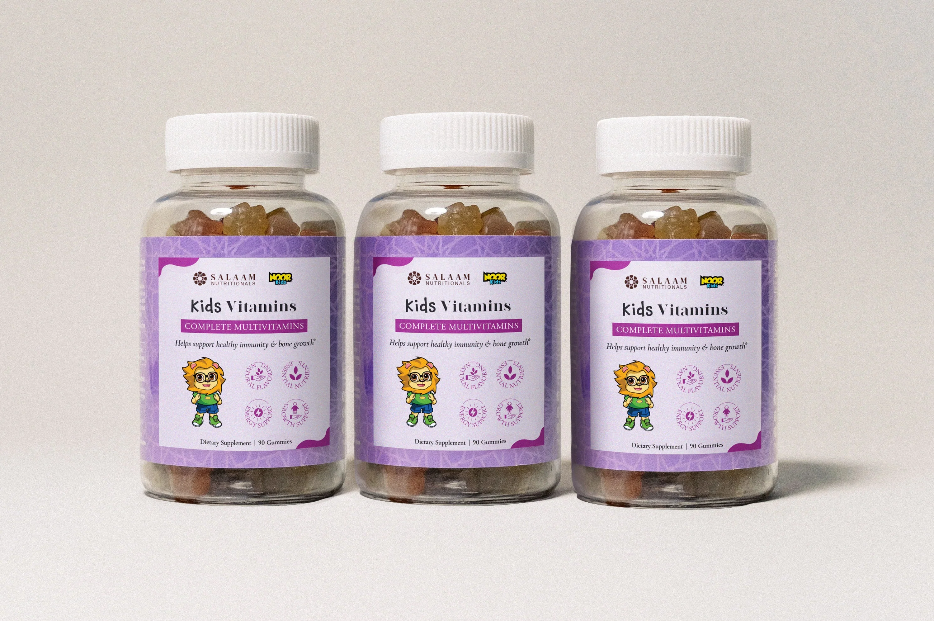 Noor Kids Halal Gummy Multivitamins with Vitamins A, C, E & Zinc - 90 Count | Salaam Nutritionals - Image 3