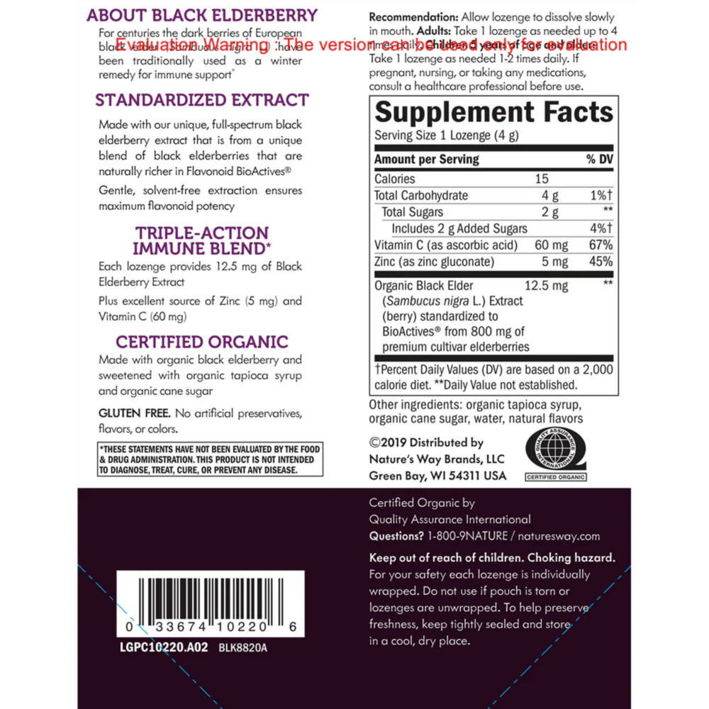 Organic Sambucus Zinc Lozenges 24 Lozenges - Image 2