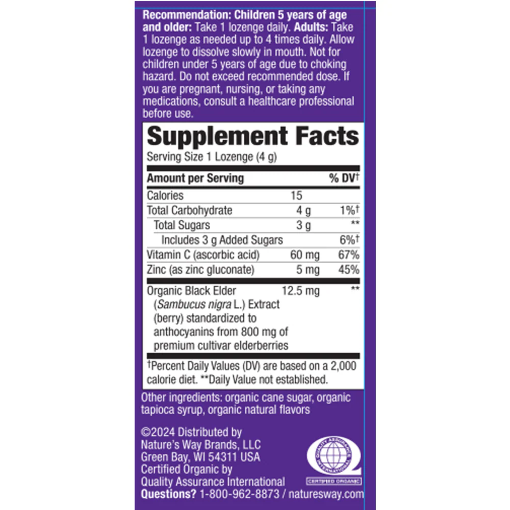 Organic Sambucus Zinc Lozenges 24 Lozenges - Image 3