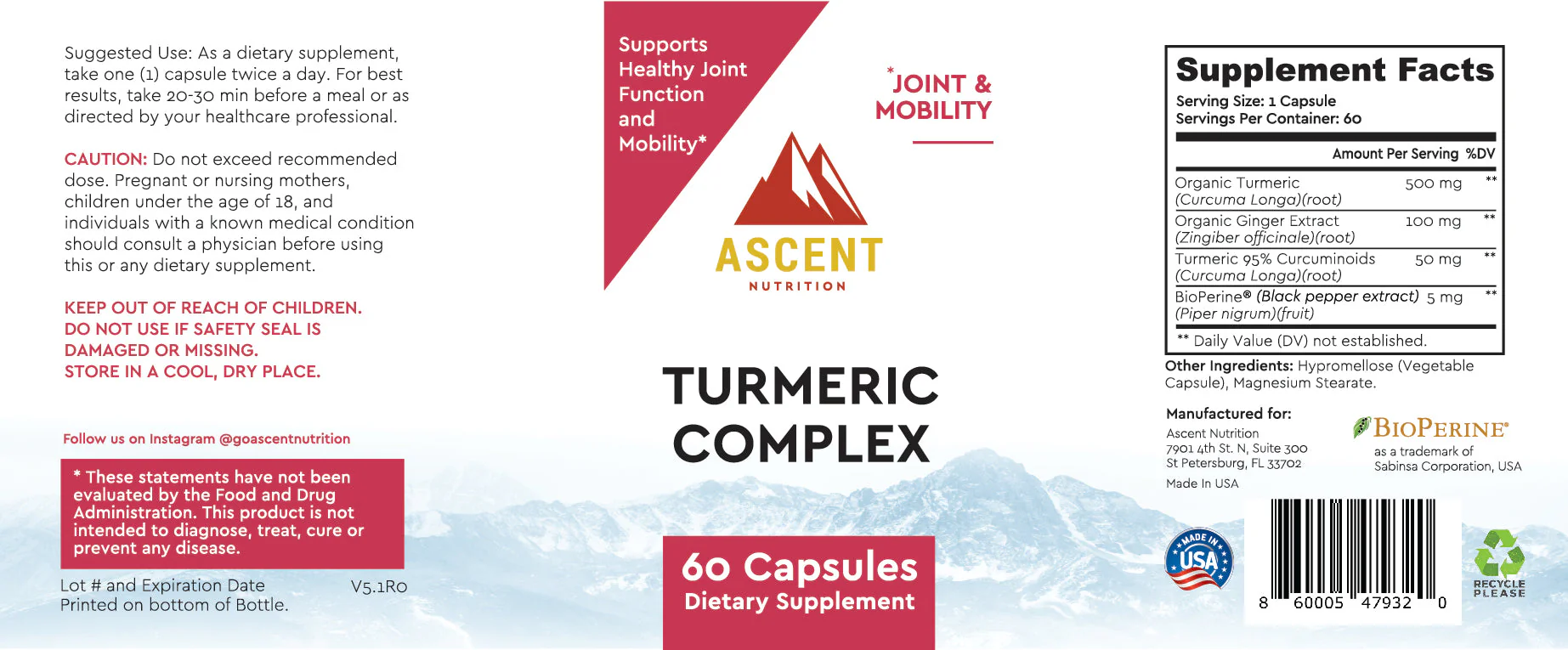 Organic Turmeric Complex, 60 Capsules, 500 mg - Image 3