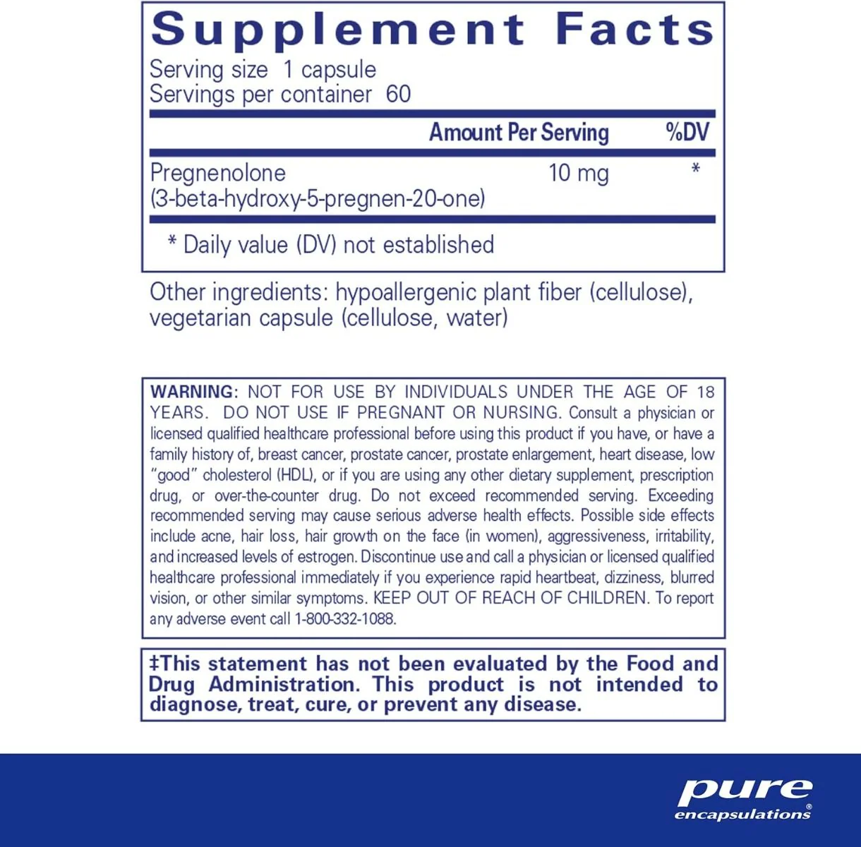 Pregnenolone 10 MG 60 Veggie Caps - Image 2