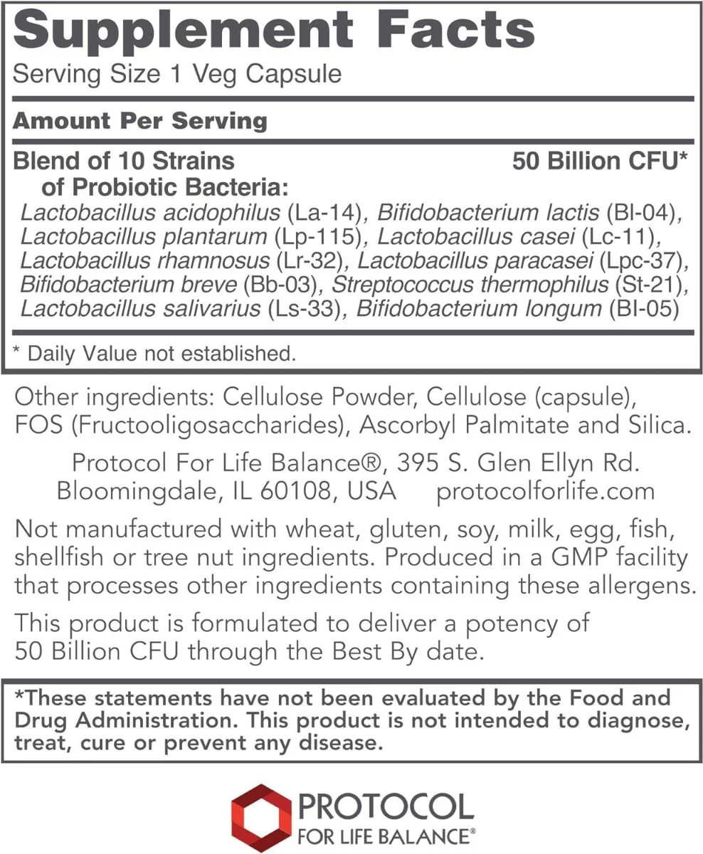 ProtoDophilus 50 Billion, 10 Strains (F) 50 Vegan Capsules - Image 2