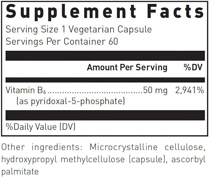 Pyridoxal-5-Phosphate 50 MG 60 Veggie Caps - Image 2