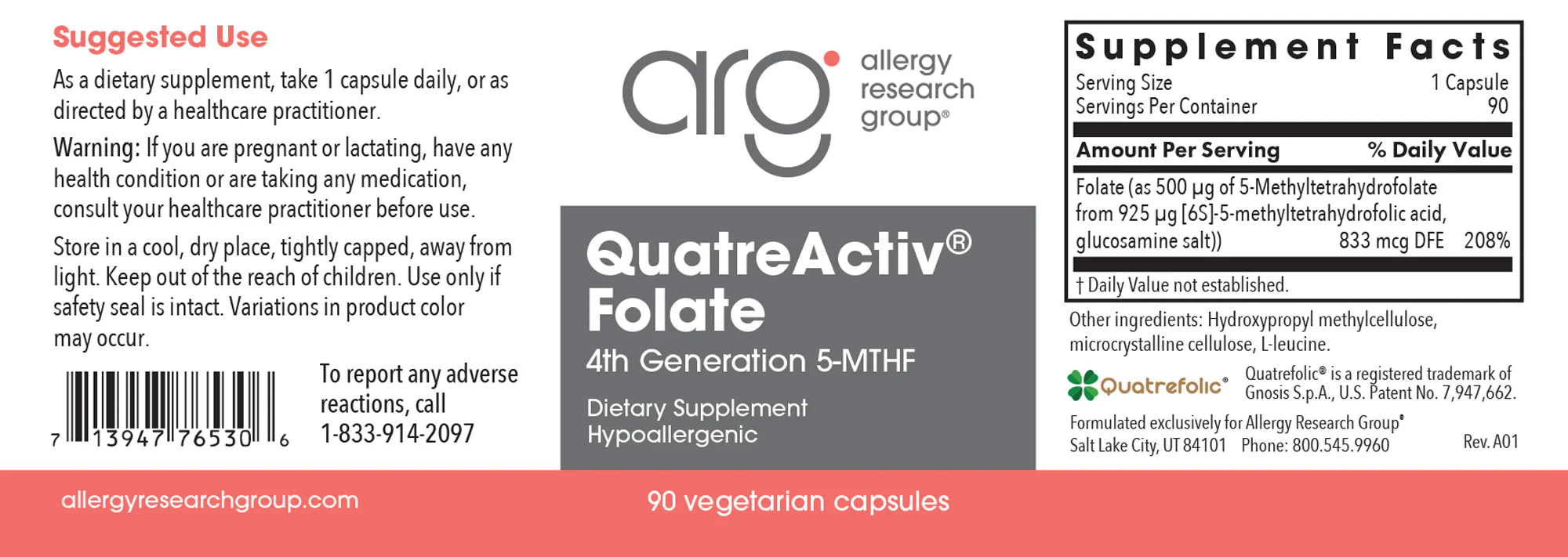 QuatreActiv Folate 90Veggie Caps - Image 2