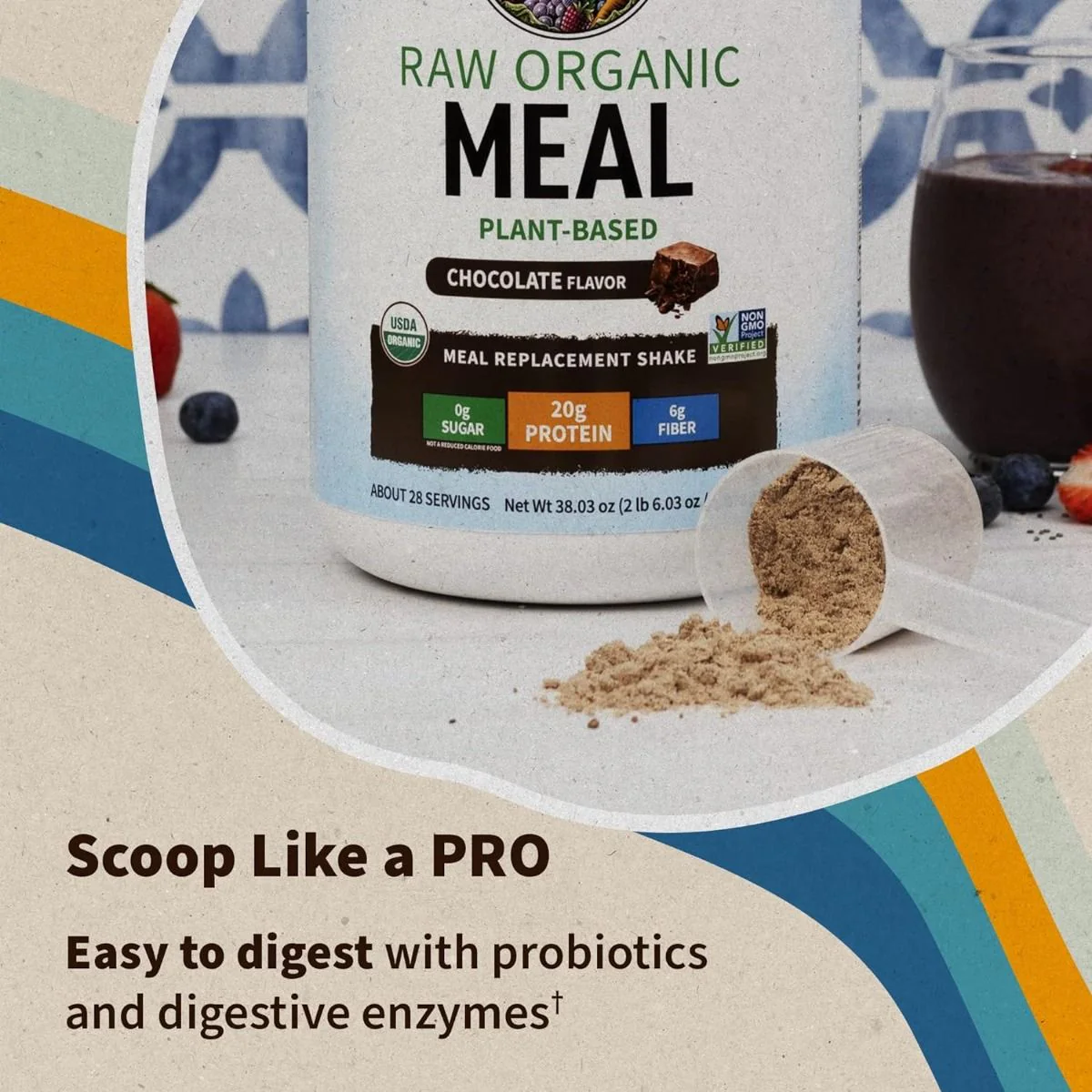 RAW Meal 17.4 oz (493 G) Powder Chocolate - Image 5
