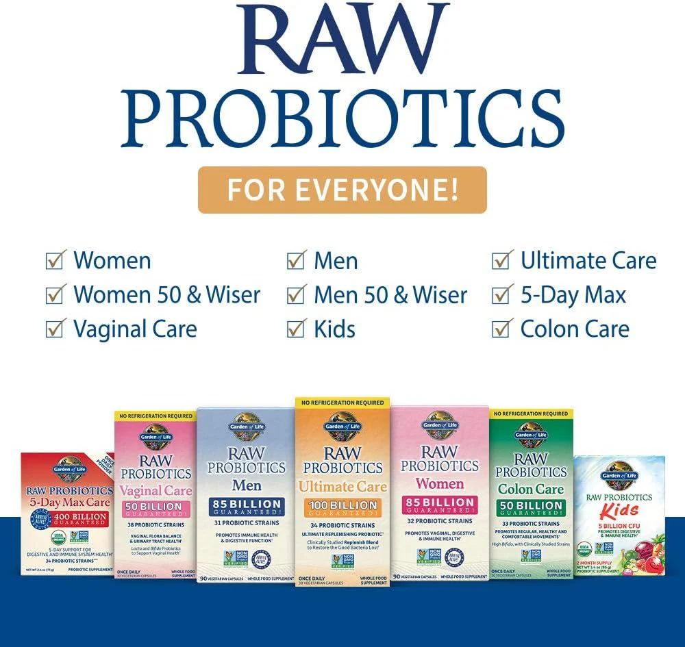 RAW Probiotics Colon Care Shelf Stable 50 Billion 30 Veggie Caps - Image 2