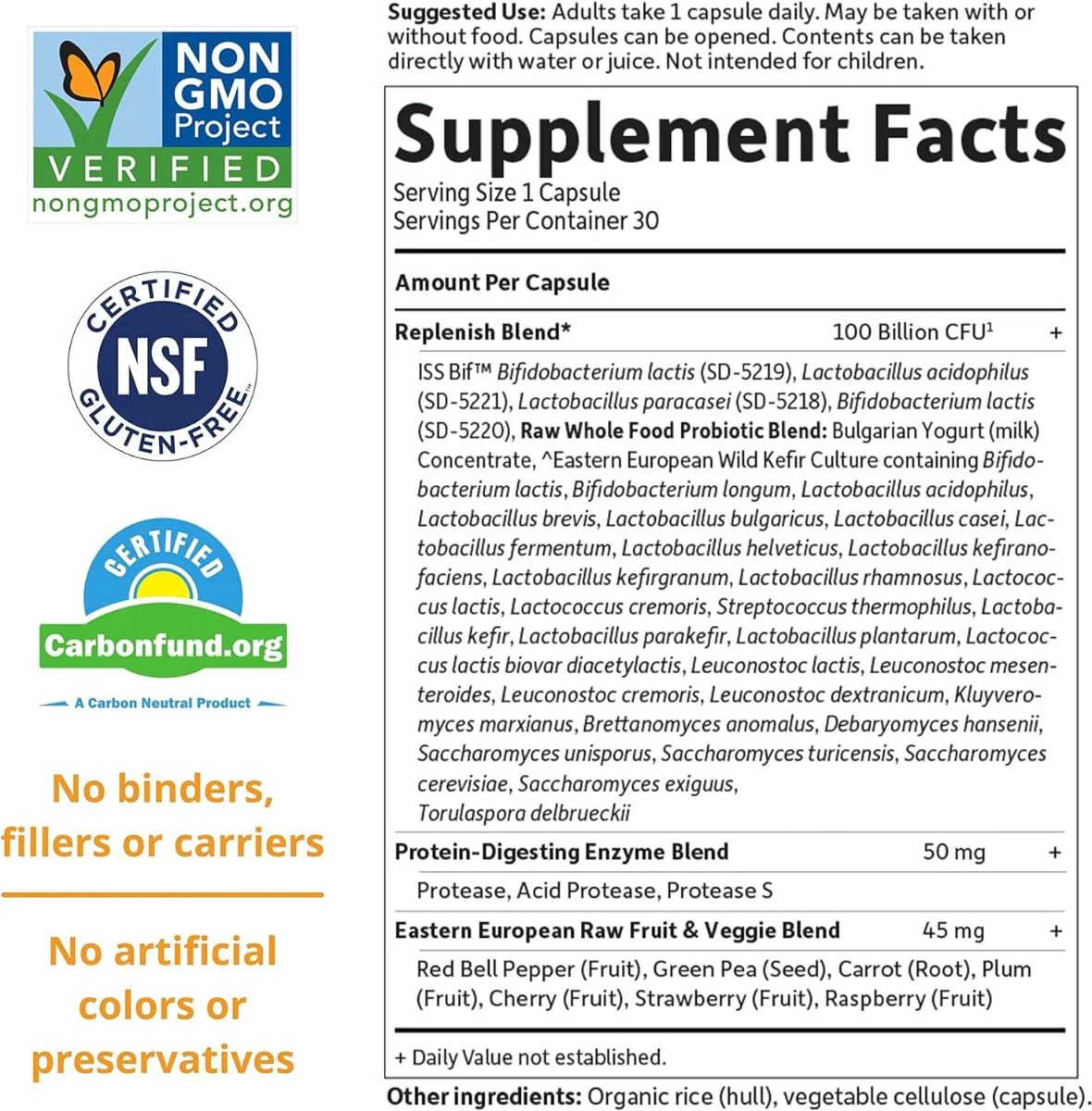 RAW Probiotics Ultimate Care Shelf Stable 100 Billion 30 Veggie Caps - Image 4