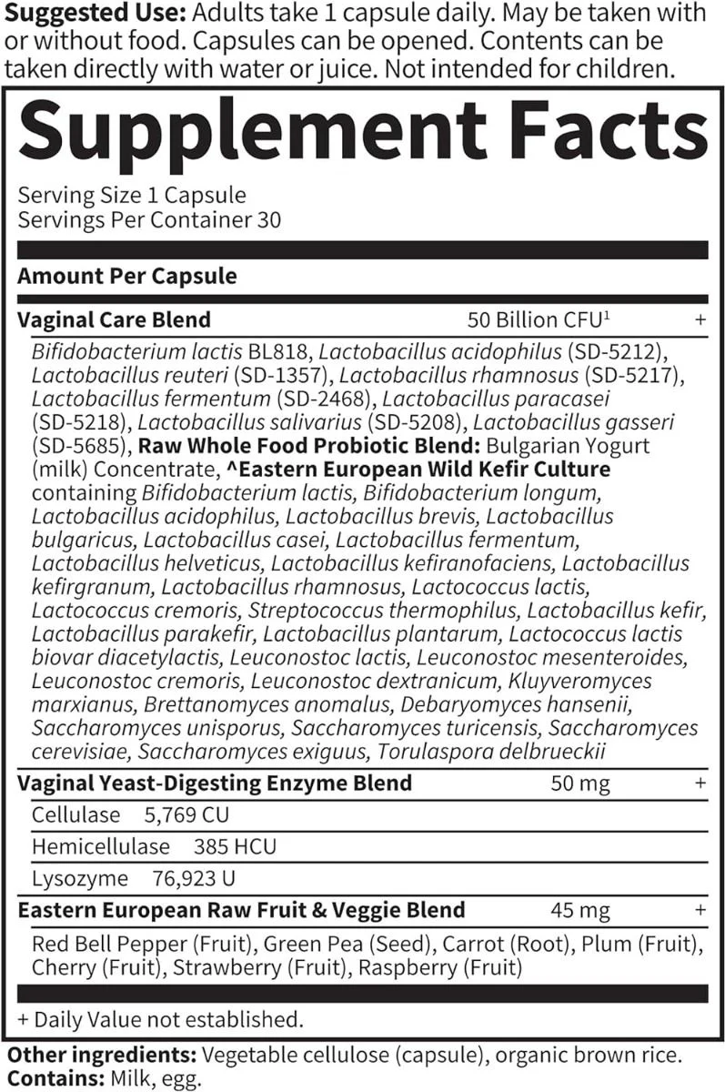 RAW Probiotics Vaginal Care 50 Billion 30 Veggie Caps - Image 9