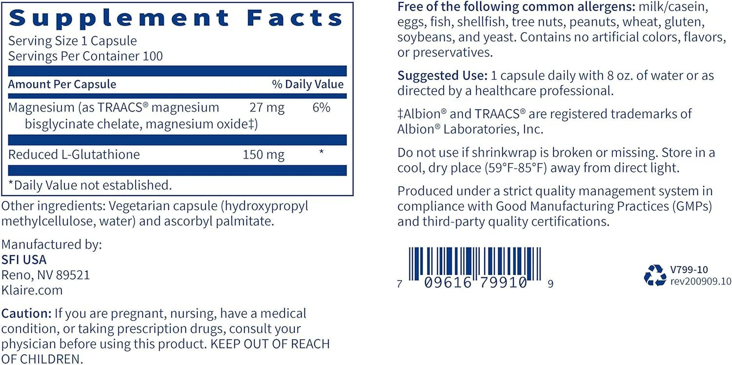 Reduced L-Glutathione 150 MG 100 Veggie Caps - Image 3