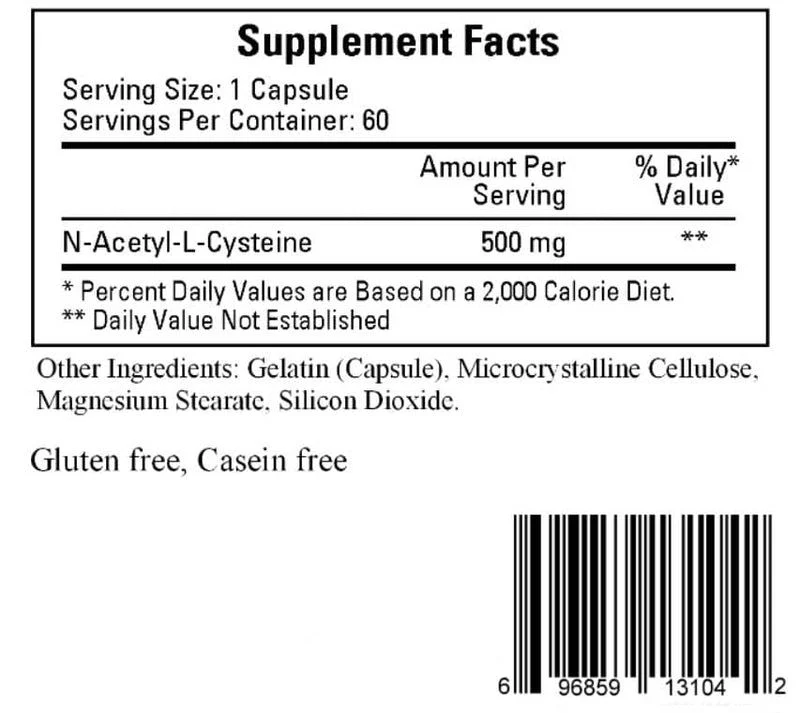 Resbid N-Ace-L-Cysteine (NAC) (Time Release) 60 caps 60Capsules - Image 2