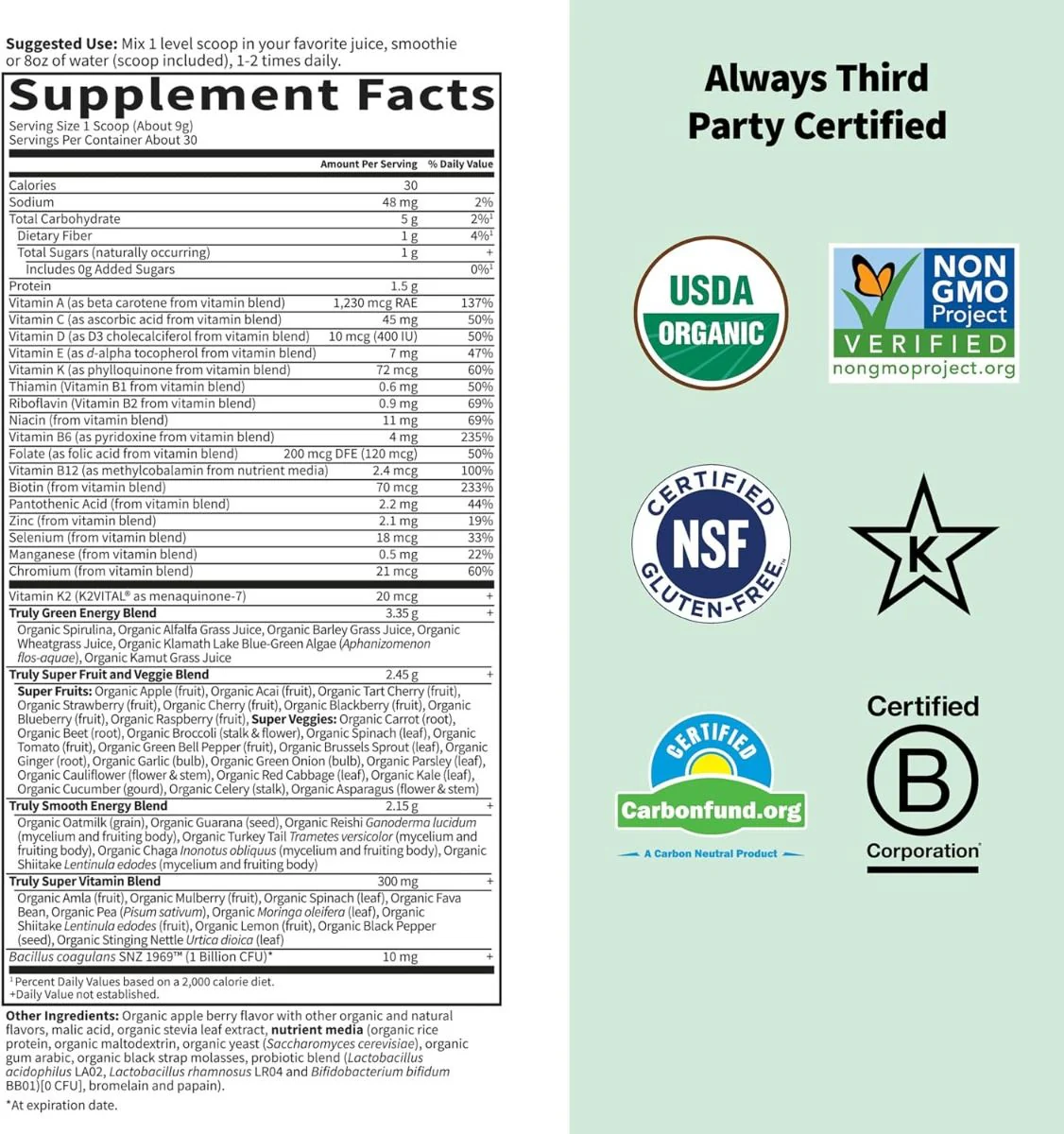 Sport Organic Greens 270 G Powder Apple Berry - Image 5