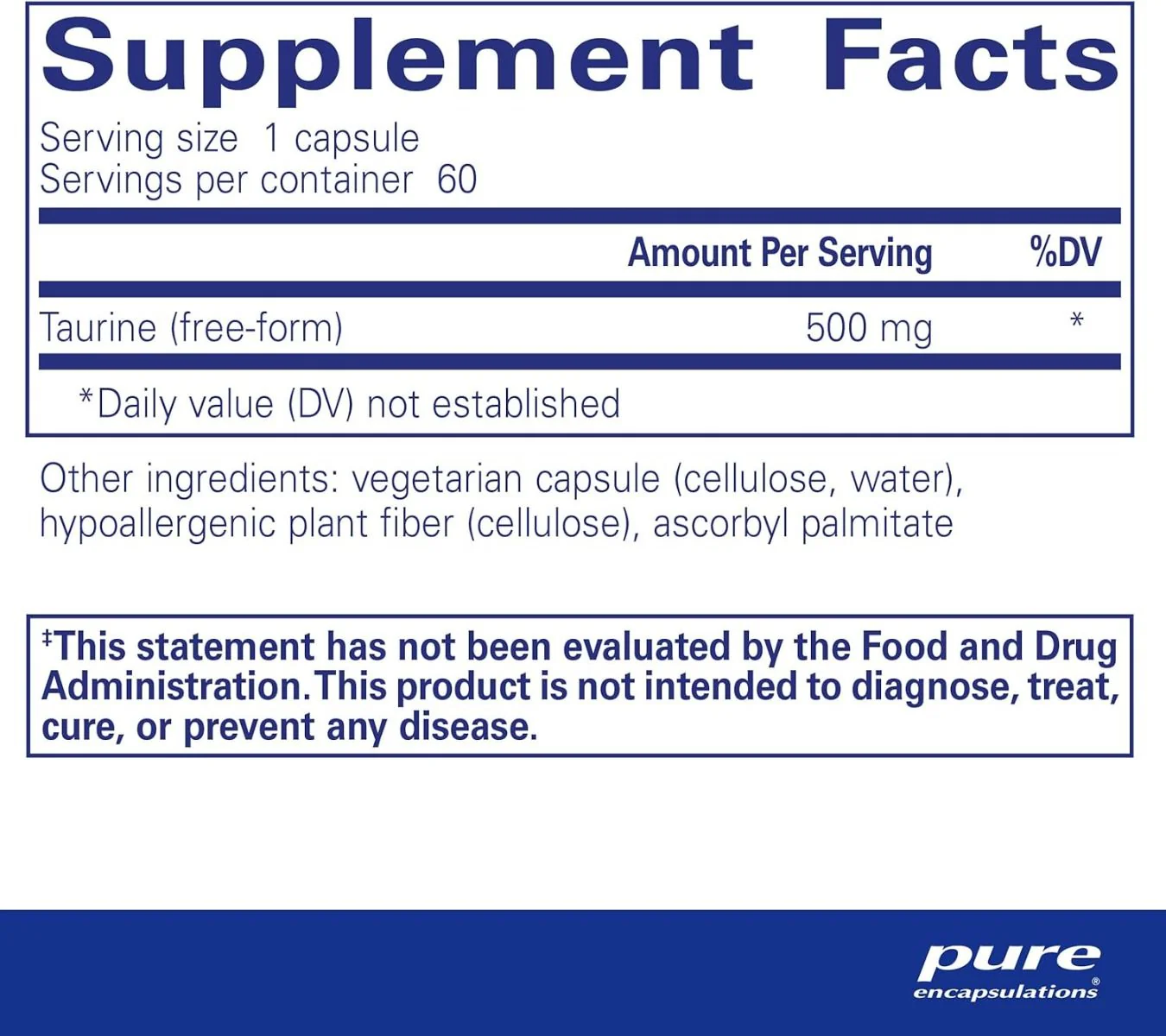Taurine 500 MG 60 Veggie Caps - Image 2
