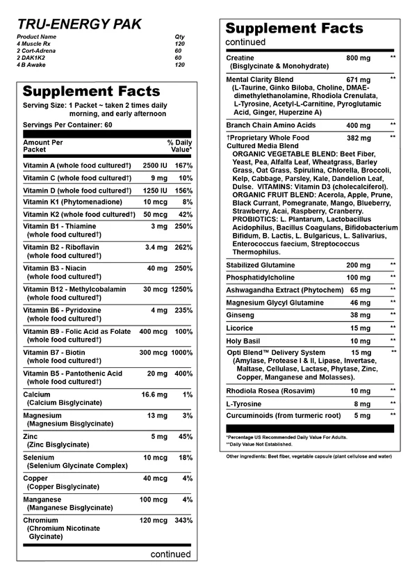 Tru-Energy Pak 60 Health Packs - Image 2