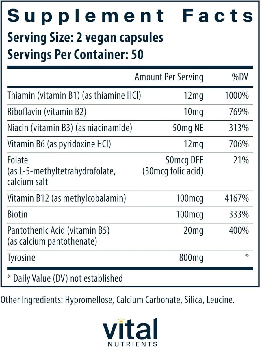 Tyrosine and B-Vitamins 100 Capsules - Image 2