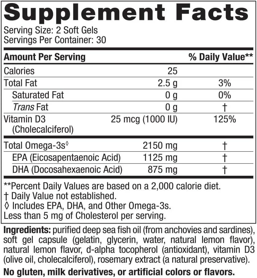 Ultimate Omega 2x with Vitamin D3 60 Softgels Lemon - Image 2
